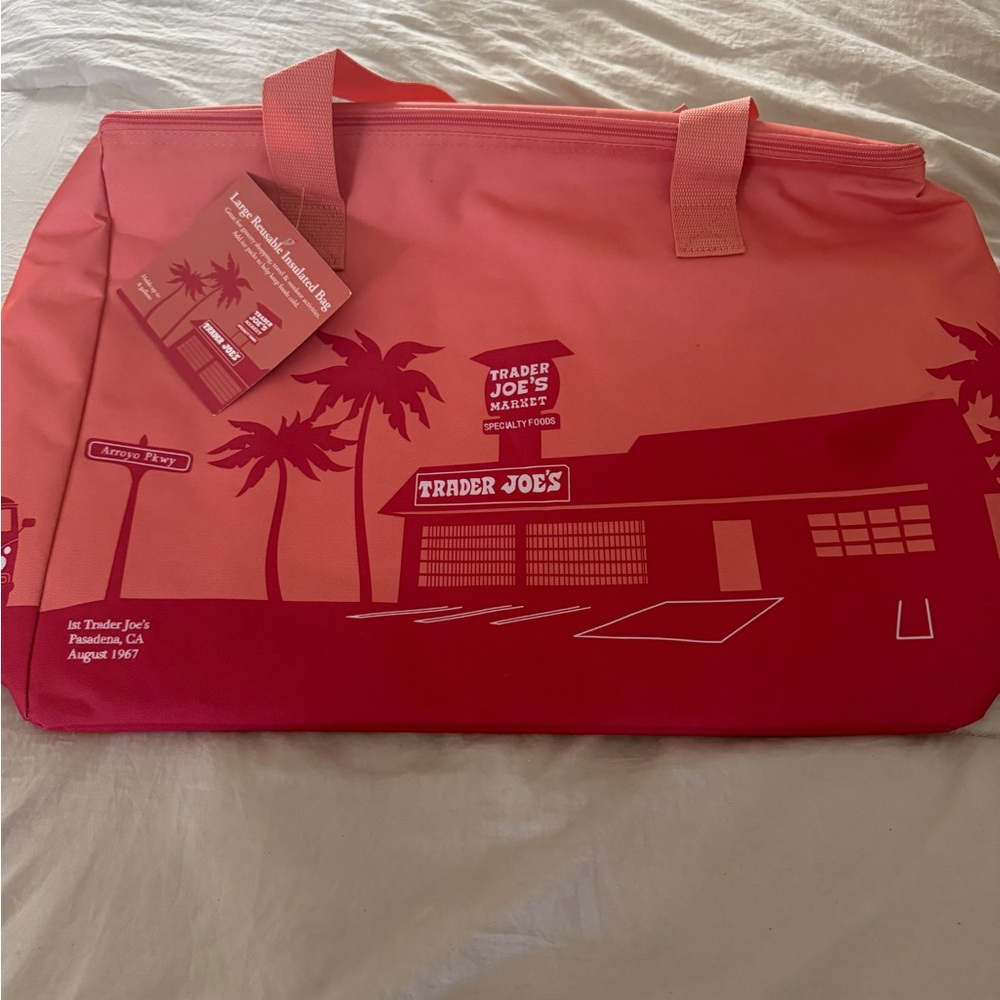 Trader Joe's Insulated Cooler Bag peach color HTF